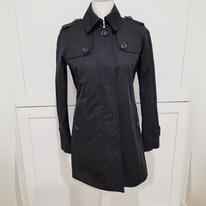 London Fog Black Removable Lined Trench Coat - Classic Tailored Style | Size XS